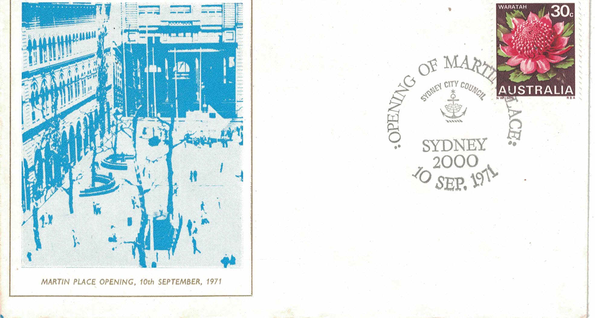 Martin Place Opening 10th September 1971 First Day Cover