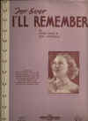 (For Ever) I'll Remember 1939 sheet music