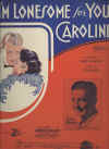 I'm Lonesome For You, Caroline 1934 sheet music