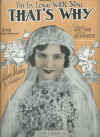 I'm In Love With You That's Why 1926 sheet music