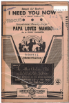 I NEED YOU NOW/PAPA LOVES MAMBO 1954 used dance band orchestration for sale