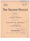 The Second Minuet (in G) (1924) words Aubrey Dowdon music Maurice Besly used sheet music for sale