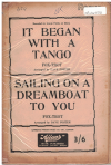 IT BEGAN WITH A TANGO/SAILING ON A DREAMBOAT TO YOU 1948 used dance band orchestration for sale