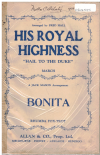 HIS ROYAL HIGHNESS (HAIL TO THE DUKE) march/BONITA rhumba 1934 used dance band orchestration for sale