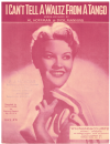 I Can't Tell A Waltz From A Tango (1954 Patti Page) used sheet music