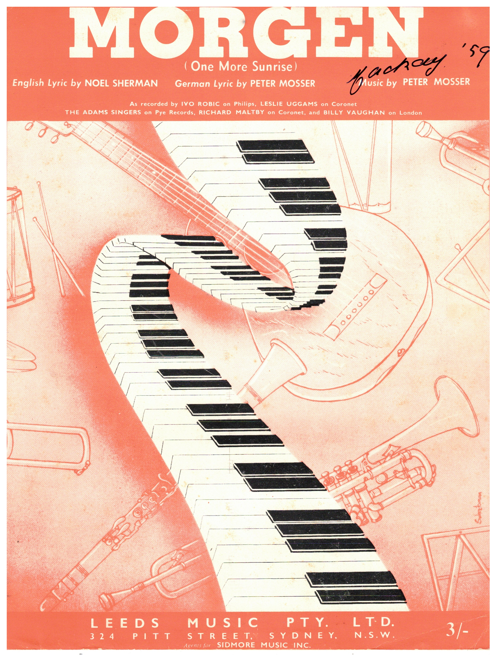 One More Sunrise (Morgen) 1959 used sheet music
