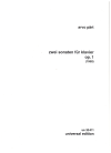 Arvo Part Zwei Sonaten fur Klavier, Op. 1 (1997) used Arvo Part piano sheet music for sale at Kay's Music Australia www.kaysmusic.com/piano-arvo-part.htm