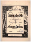 Johannes Brahms: Sapphische Ode (Sapphic Ode) Op. 94 No. 4 in F lieder used original sheet music for sale
