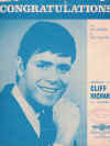 Congratulations (1968) Bill Martin Phil Coulter Cliff Richard used original piano sheet music score for sale in Australian second hand shop