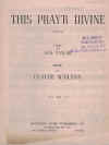 This Pray'r Divine (1948) song by Australian songwriters Ken Taylor Claude McGlynn 
used original Australian piano sheet music score for sale in Australian second hand music shop