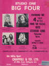 Studio One Big Four Featuring The 4 Top Hits From The N.Z.B.C. 1972 Studio One Television Series used song book for sale in Australian second hand music shop