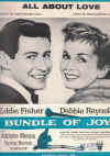 All About Love (1956) song from film 'Bundle Of Joy' by Josef Myrow Mack Gordon 
used original piano sheet music score for sale in Australian second hand music shop