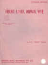 Friend Lover Woman Wife (1969) Mac 'Scott' Davis O C Smith used original 1960s piano sheet music score for sale in Australian second hand music shop