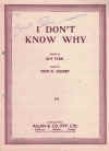 I Don't Know Why (I Just Do) 1931 sheet music