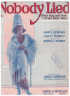 Nobody Lied (When They Said That I Cried Over You) 1922 sheet music