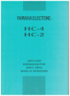 Yamaha Electone Organ Model HC-4 and HC-2 User's Guide and Assembly Instructions