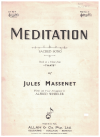 Massenet Meditation on a theme from 'Thais' arr Alfred Wheeler sheet music