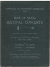 Australia's 150th Anniversary Celebrations 1936 Festival Concerts Book of Music