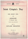 Saint Crispin's Day, King Henry's Song from 'Agincourt' 1927 sheet music