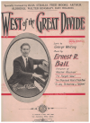 West Of The Great Divide (1924) sheet music