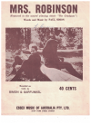 Mrs Robinson (1968) Paul Simon Simon and Garfunkel sheet music