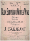 Blow, Blow, Thou Winter Wind (c.1900) sheet music