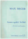 Max Reger Sonate Op.49 No.2 for Clarinet in F Sharp minor and Pianoforte Score and Part Universal Edition UE1232 
used clarinet and piano sheet music score for sale in Australian second hand music shop