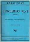 Kabalevsky Concerto No.3 Op.50 for Piano and Orchestra Two-Piano Score by Dimitri Kabalevsky 
with the orchestra part reduced for a second piano used original piano duet sheet music score for sale in Australian second hand music shop