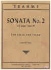 Brahms Sonata No.2 in F Major Op.99 for Cello and Piano by Johannes Brahms (Leonard Rose) Score and Part International Music Co No.621 
used violoncello and piano sheet music score for sale in Australian second hand music shop