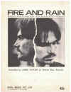 Fire And Rain (1969) song by James Taylor recorded by James Taylor on Warner Bros Records 
used original piano sheet music score for sale in Australian second hand music shop