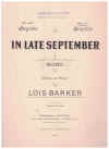 In Late September (in F) (1925) sheet music